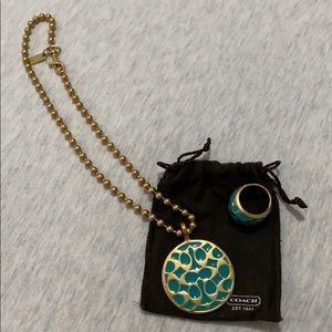 Authentic Coach Gold-Plated Necklace and Ring Set